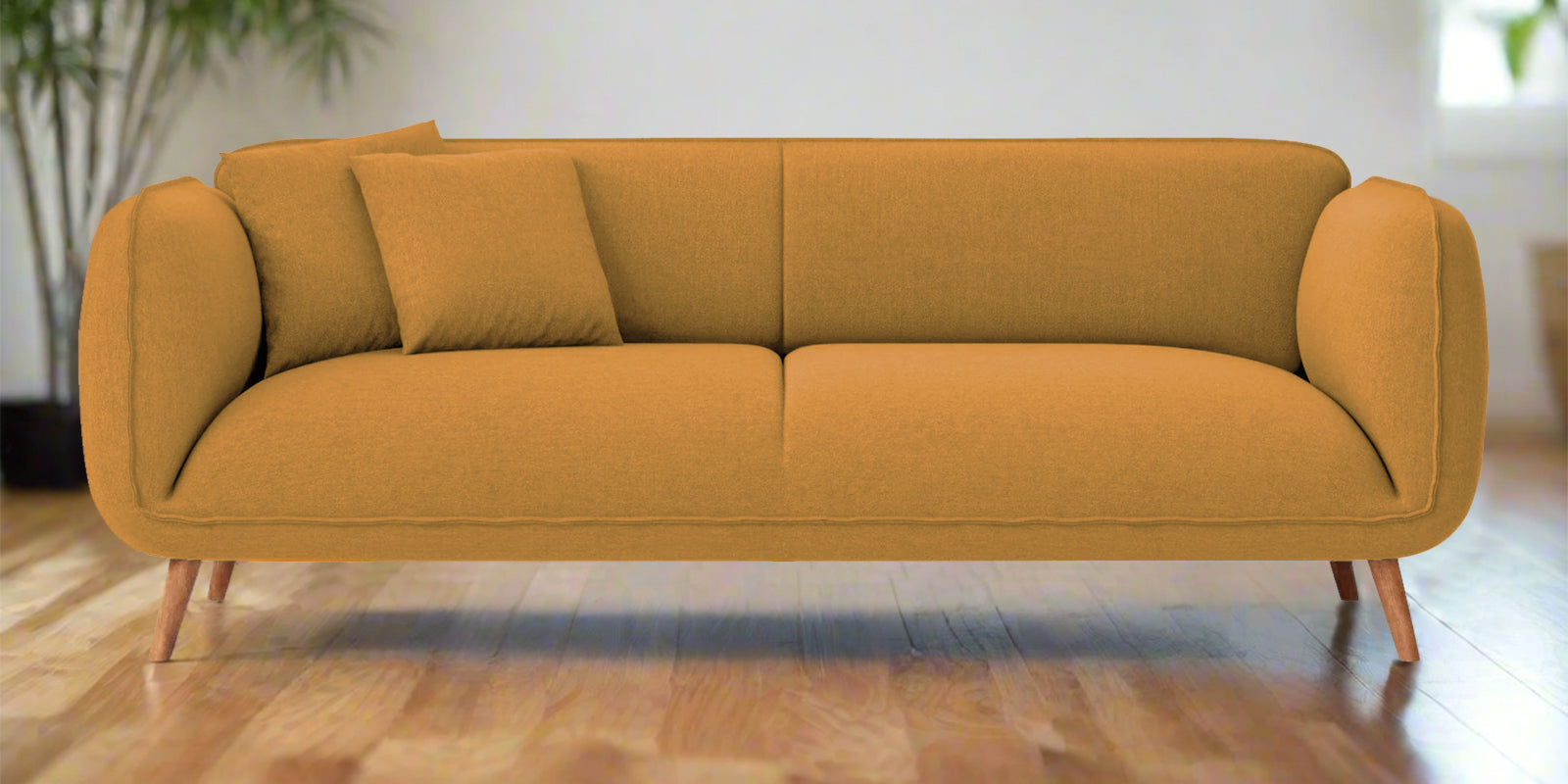 Zia Fabric 3 Seater Sofa In Corn Yellow Colour