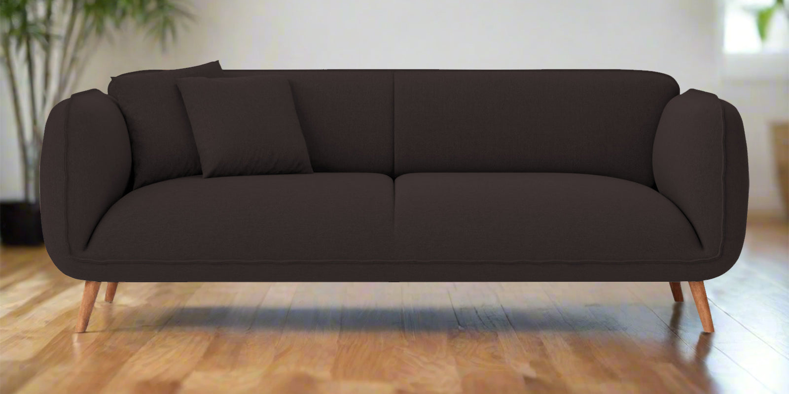 Zia Fabric 3 Seater Sofa In Pebble Brown Colour