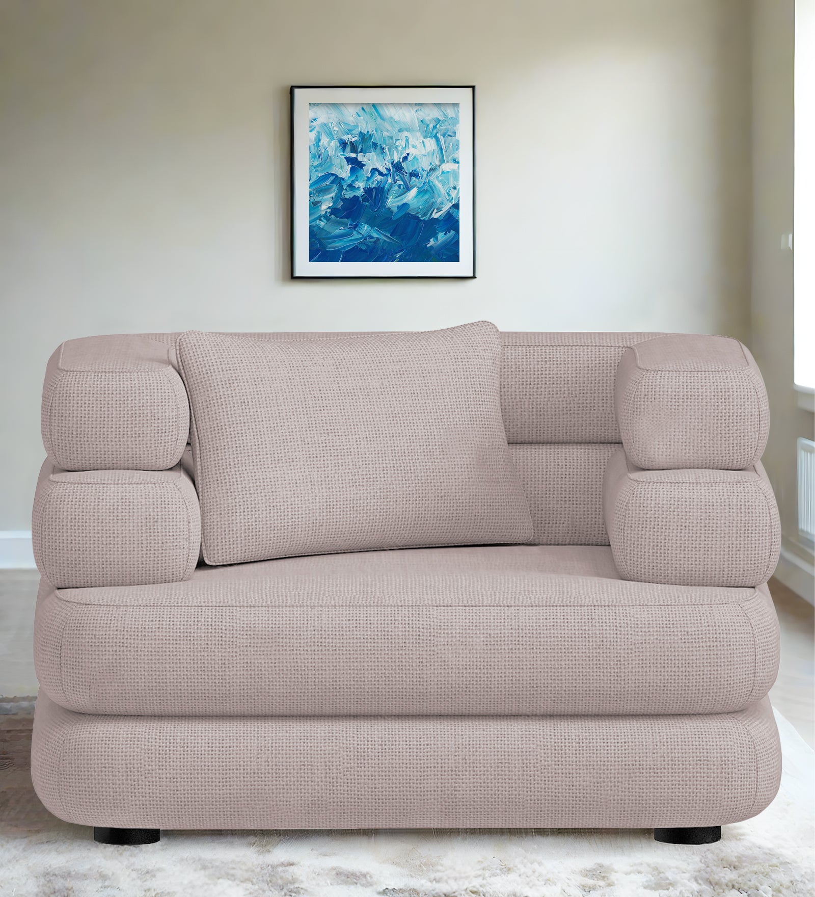 Wener Fabric 1 Seater Sofa In Almond Beige Colour - Febonic Living