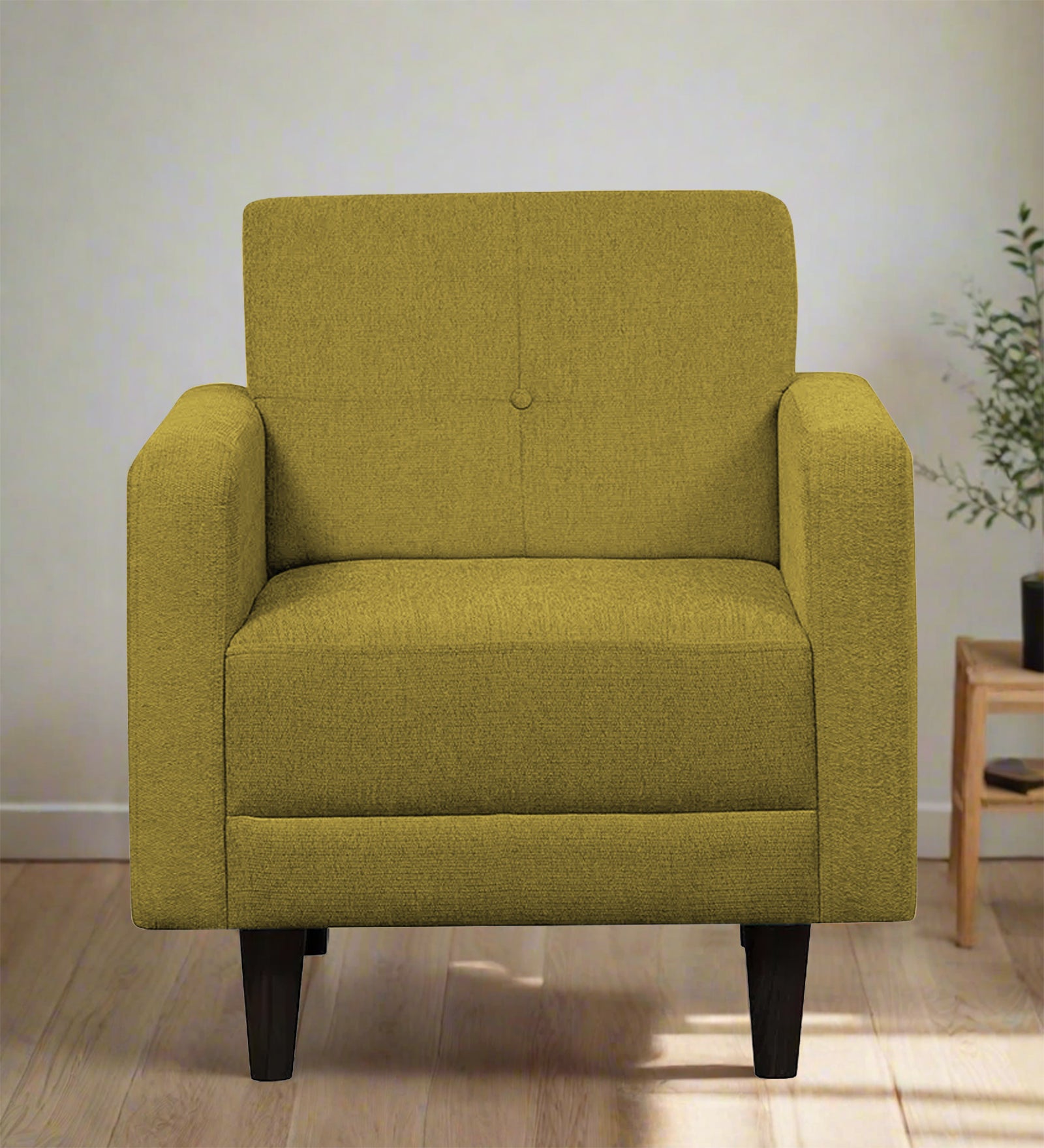 Noha Fabric 1 Seater Sofa In Parrot Green Colour - Febonic Living