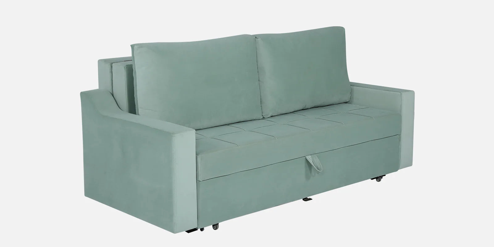 Jason Fabric 3 Seater Pull Out Sofa Cum Bed In Suka Blue Colour - Febonic Living