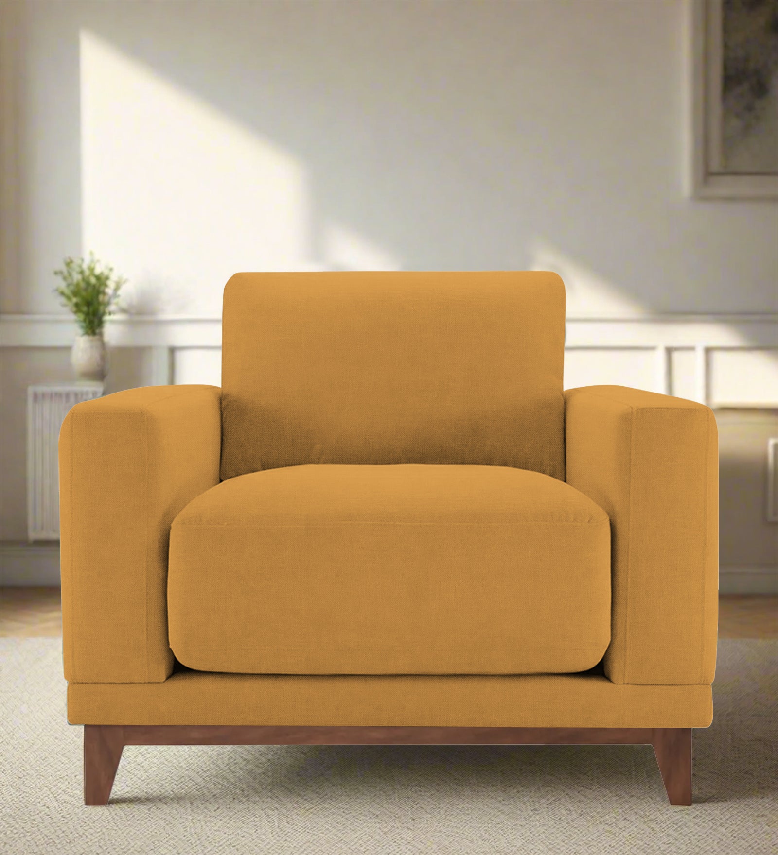 Esha Fabric 1 Seater Sofa In Corn Yellow Colour - Febonic Living