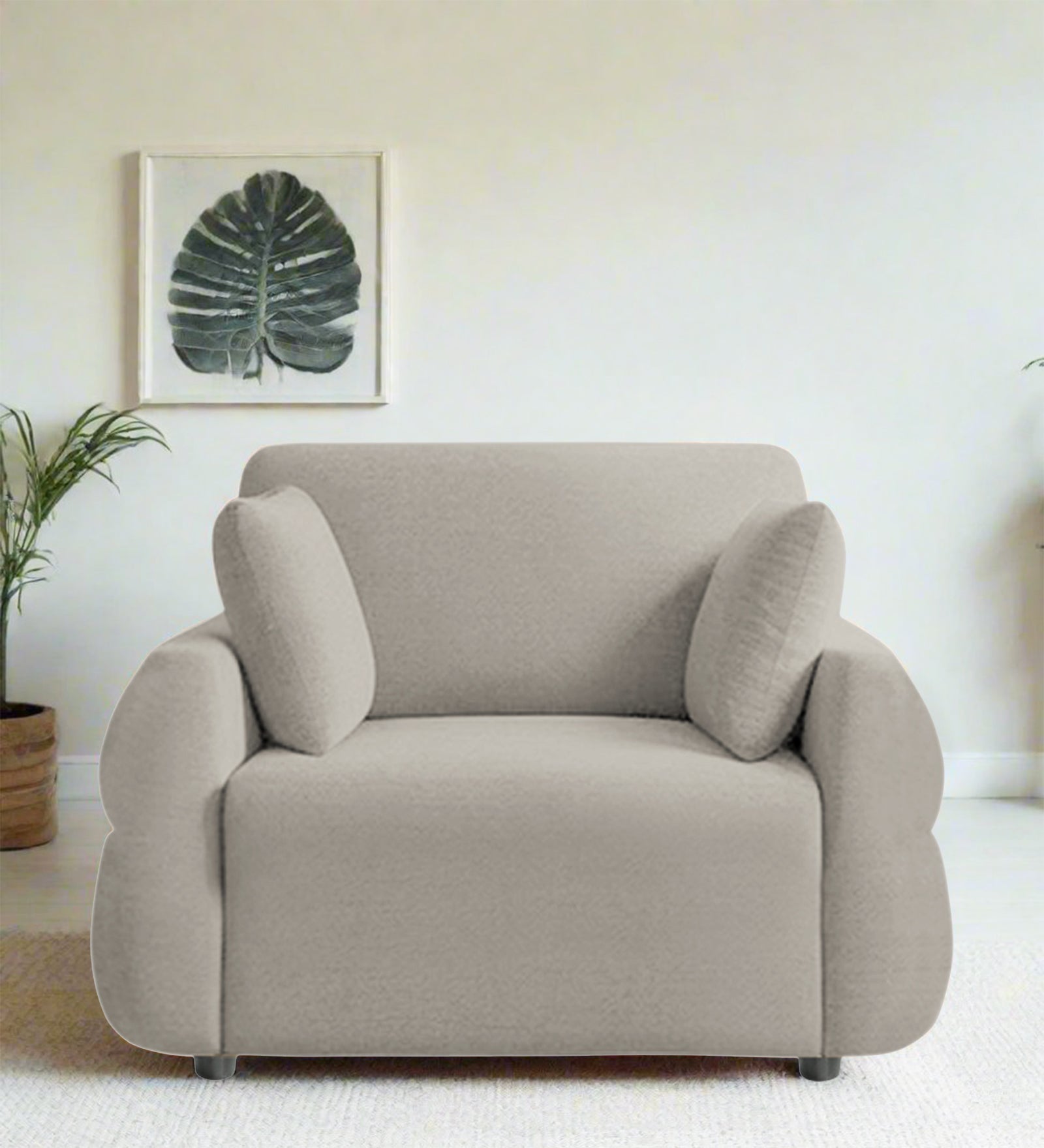 Jack Fabric 1 Seater Sofa In Ash Grey Colour - Febonic Living