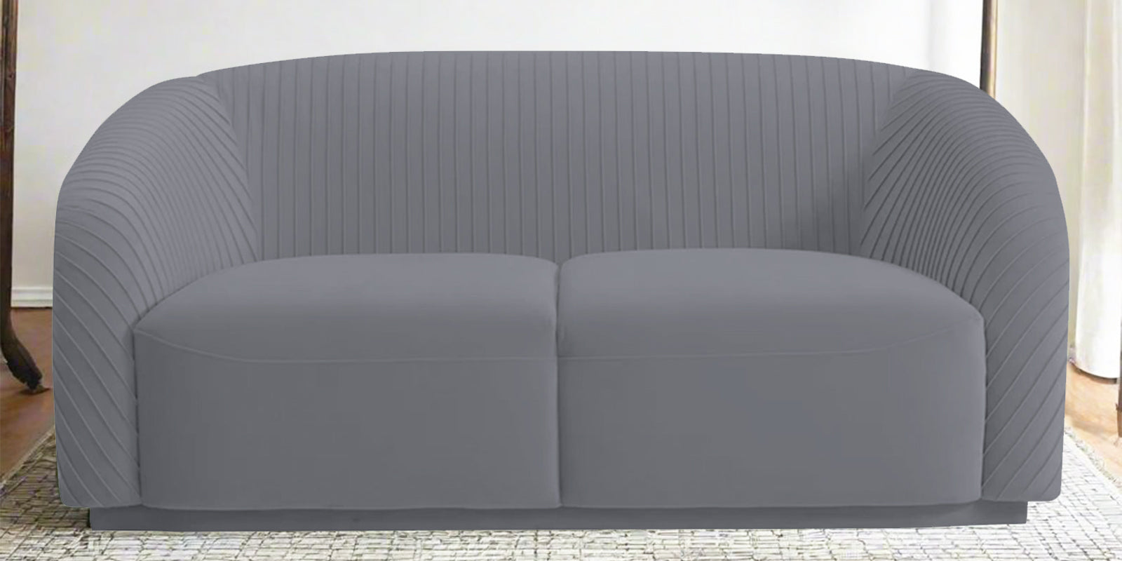 Yara Velvet Fabric 2 Seater Sofa In Pubble Grey Colour - Febonic Living
