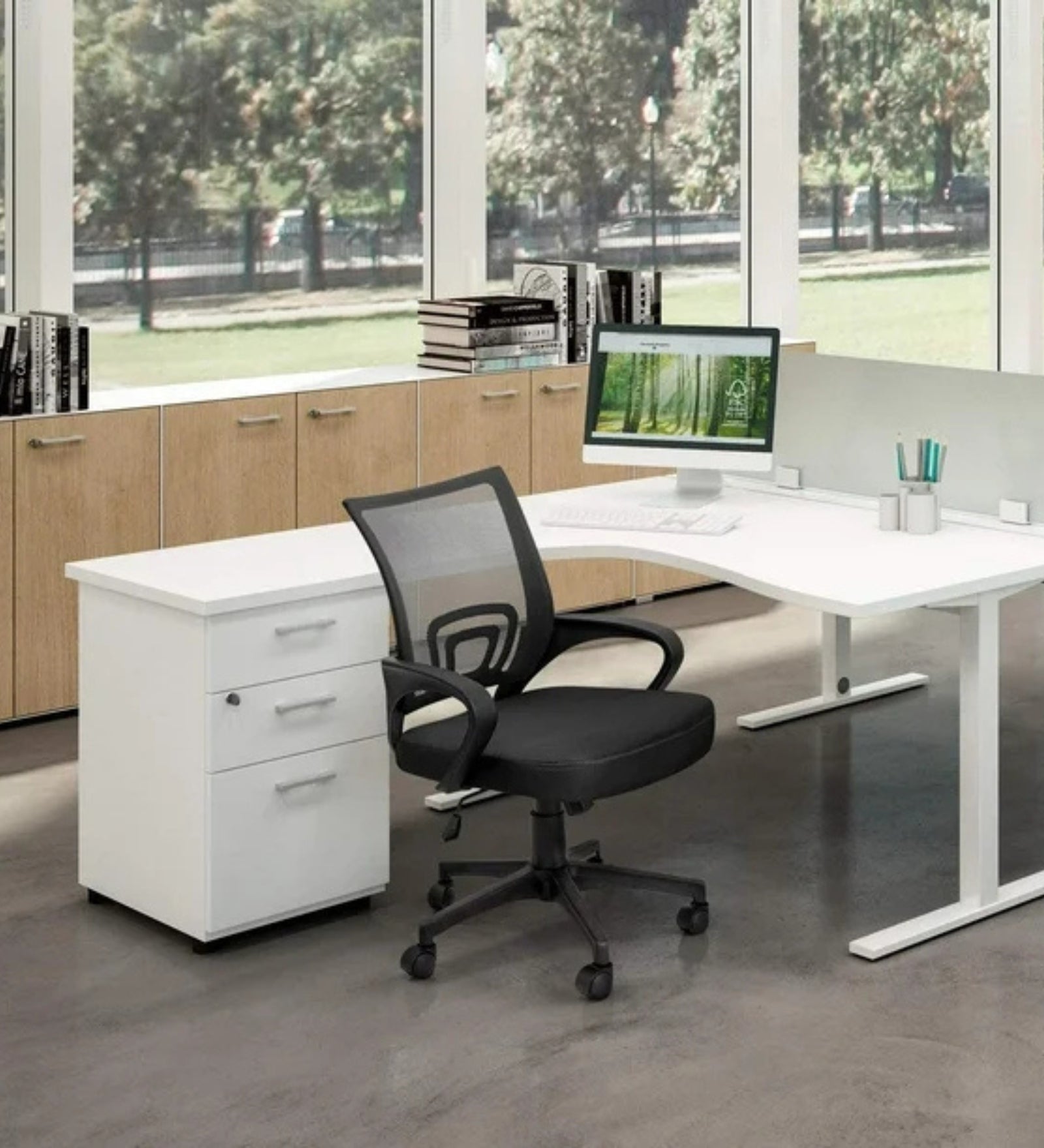 Panda Adjustable Mid Back Office Chair With Coco Black Colour - Febonic Living