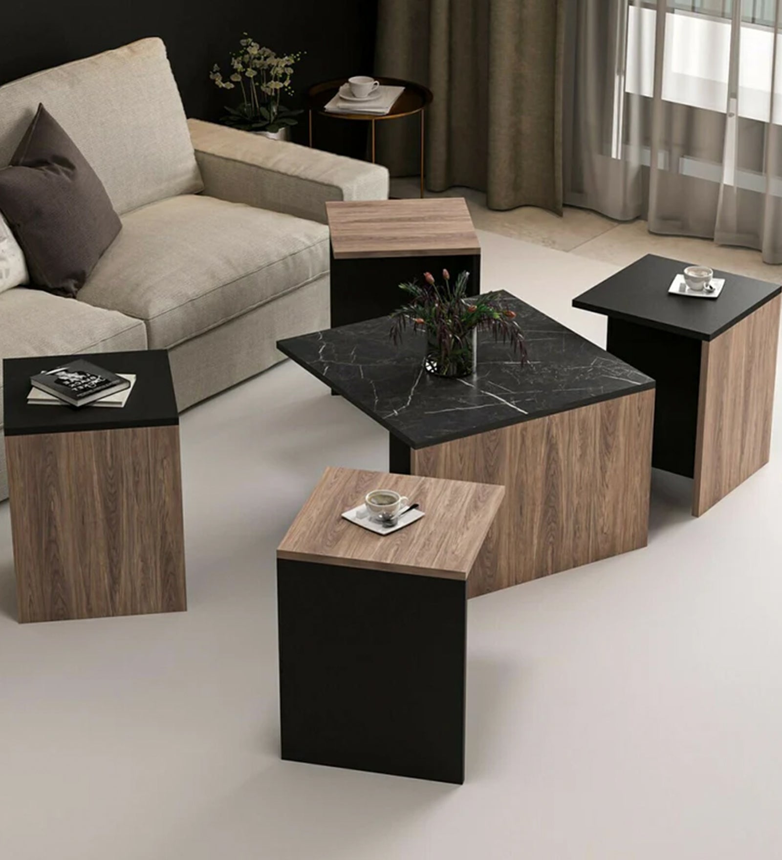 Ruvik Nesting Table In Wenge Finish - Febonic Living