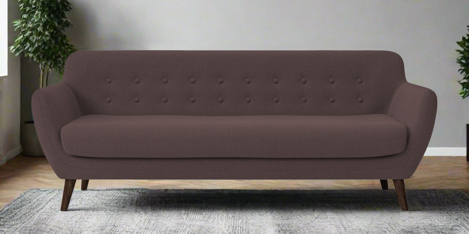 Goofy Fabric 3 Seater Sofa In Night Brown Colour - Febonic Living