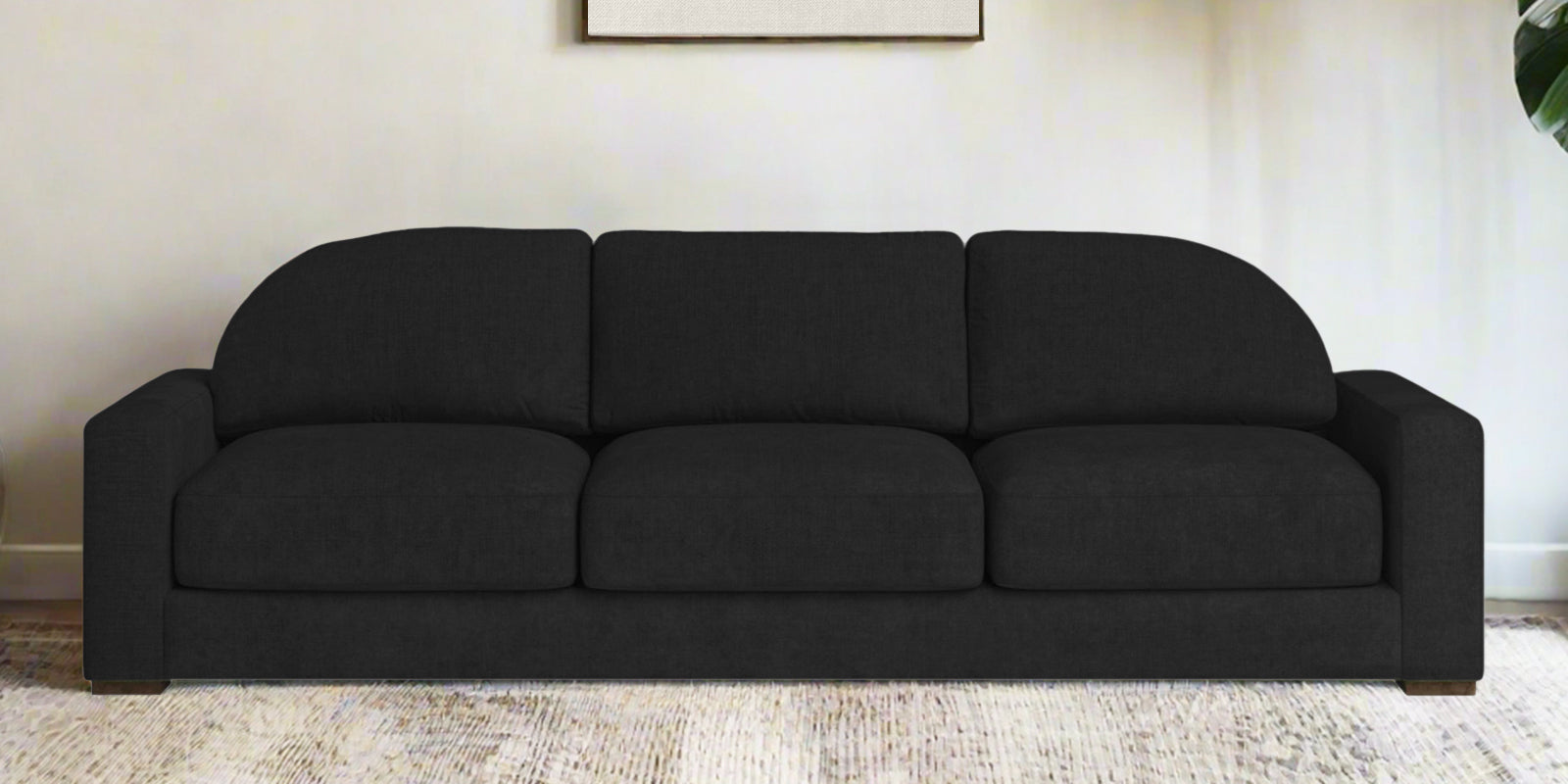 Dara Fabric 3 Seater Sofa In Zed Black Colour - Febonic Living