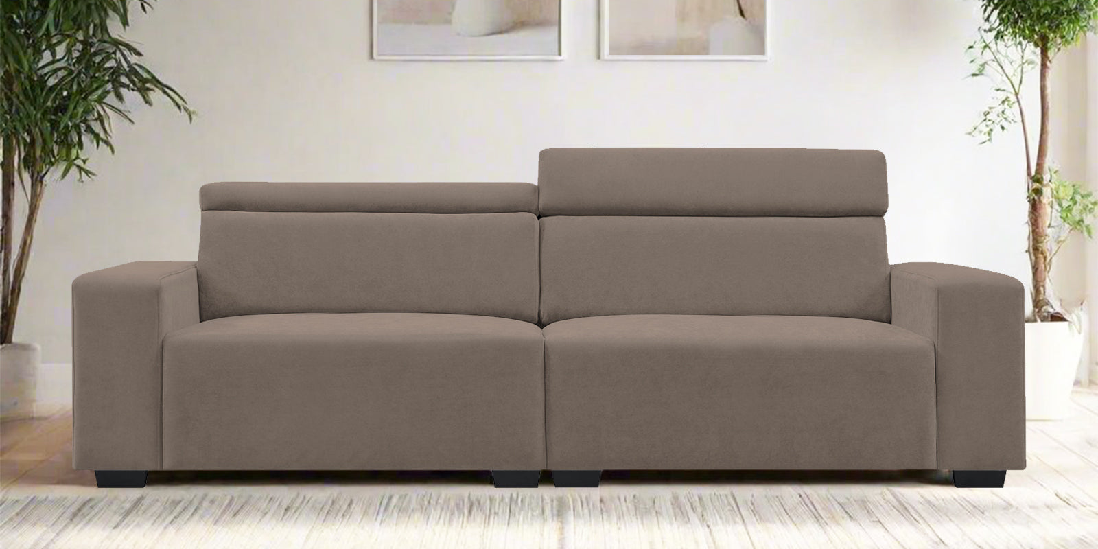 Hiro Fabric 3 Seater Sofa In Rock Beige Colour - Febonic Living
