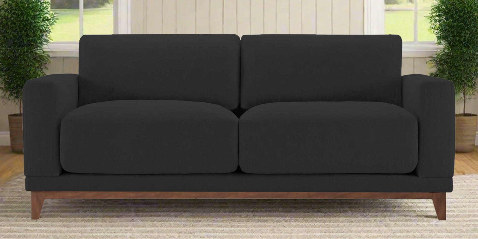 Esha Fabric 2 Seater Sofa In Bitter Black Colour - Febonic Living