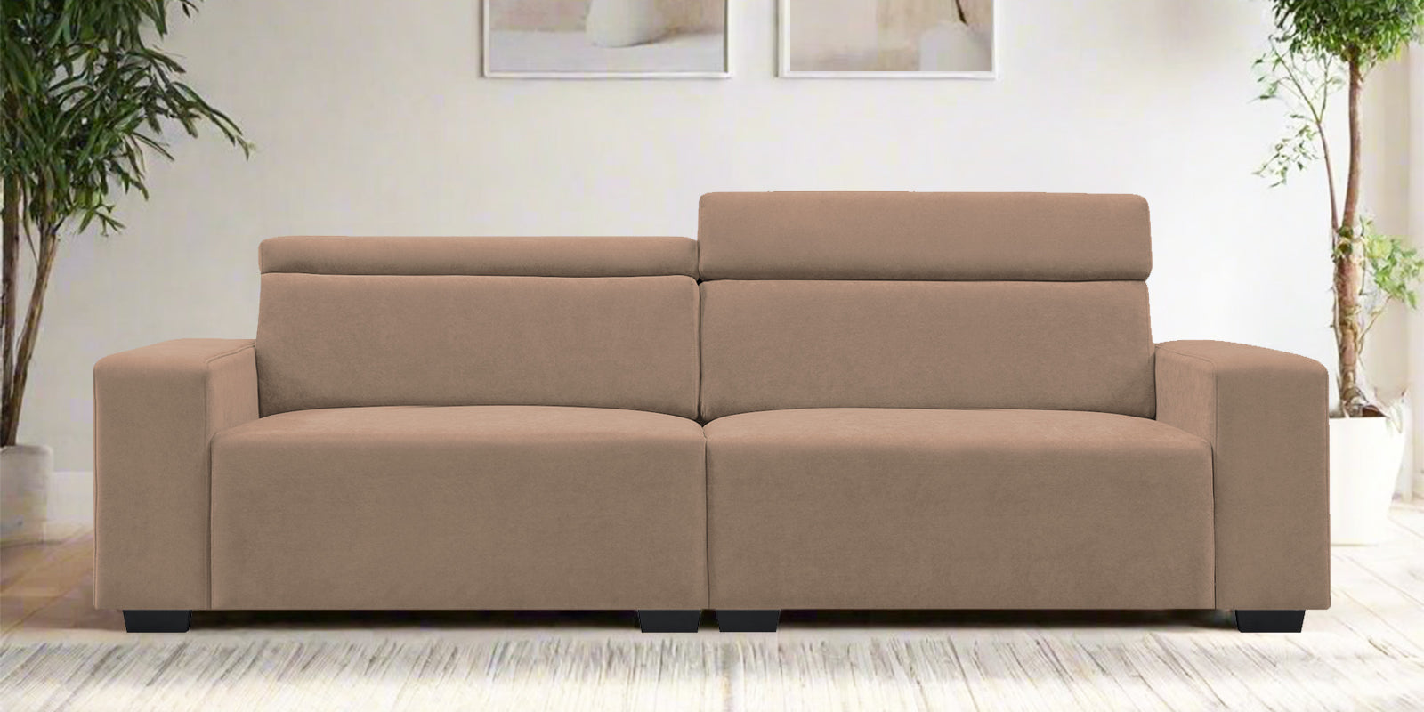 Hiro Fabric 3 Seater Sofa In wheat Beige Colour - Febonic Living