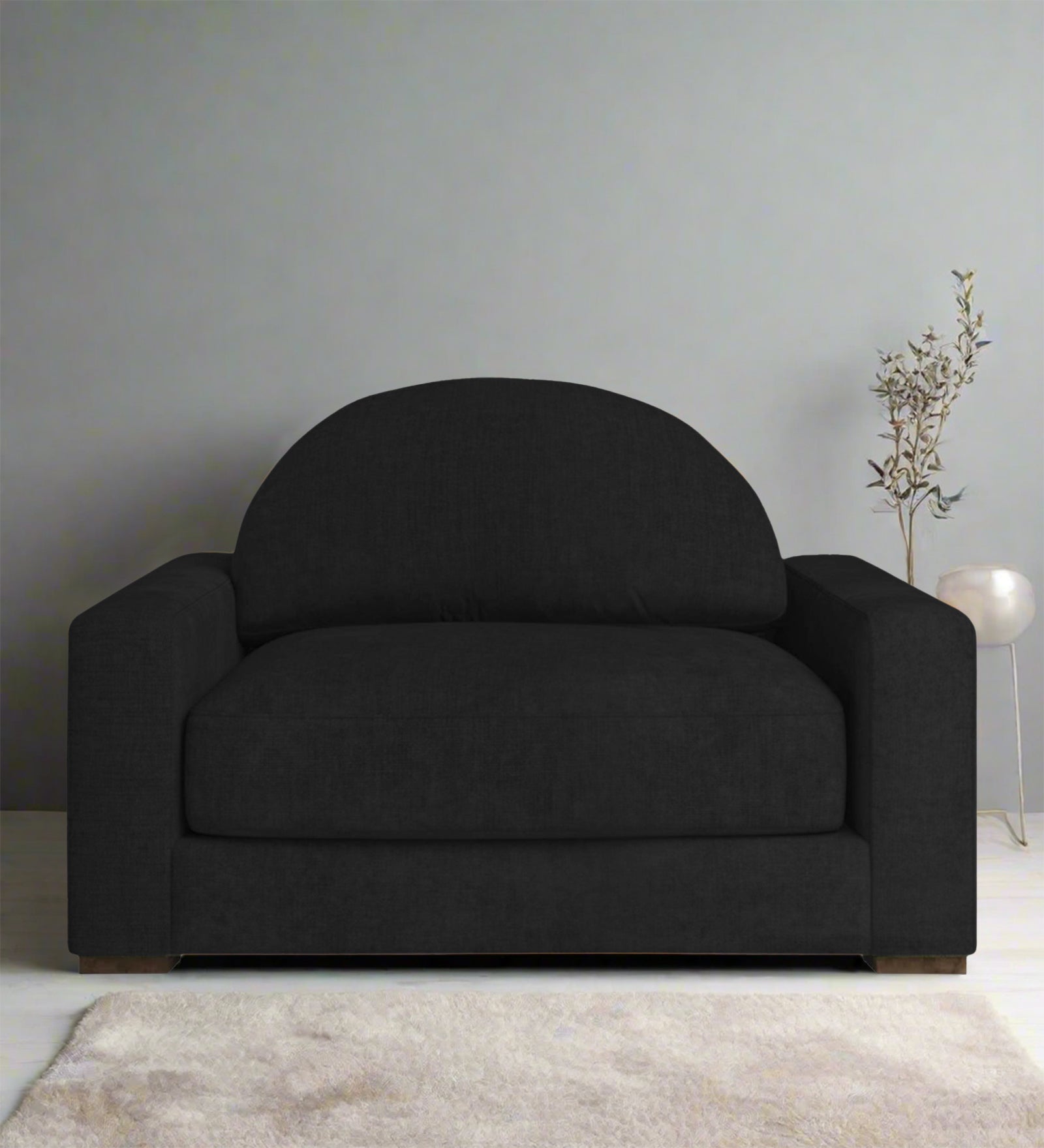 Dara Fabric 1 Seater Sofa In Zed Black Colour - Febonic Living