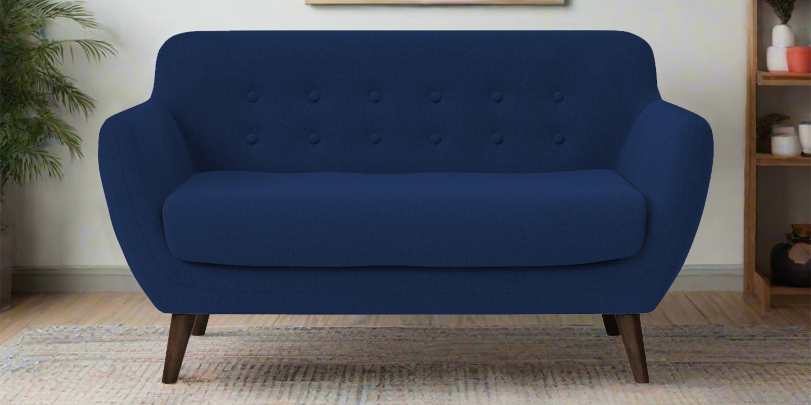 Goofy Fabric 2 Seater Sofa In Royal Blue Colour - Febonic Living