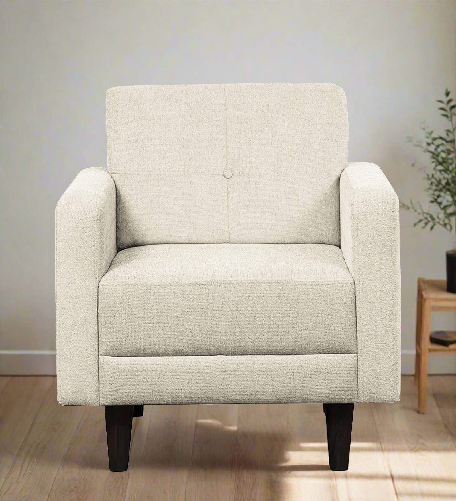 Noha Fabric 1 Seater Sofa In Ivory Cream Colour - Febonic Living
