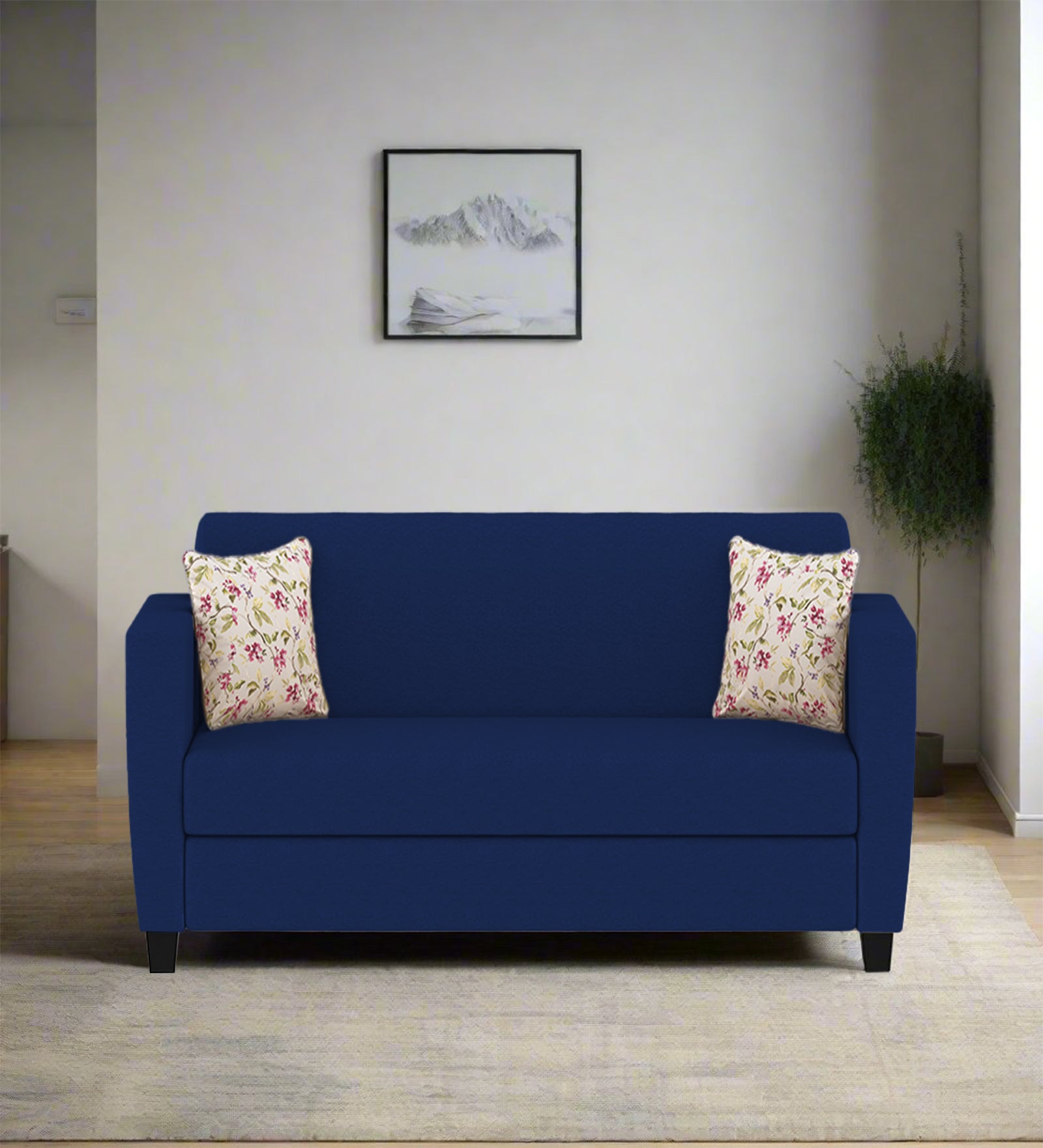 Gozi Fabric 2 Seater Sofa In Royal Blue Colour - Febonic Living