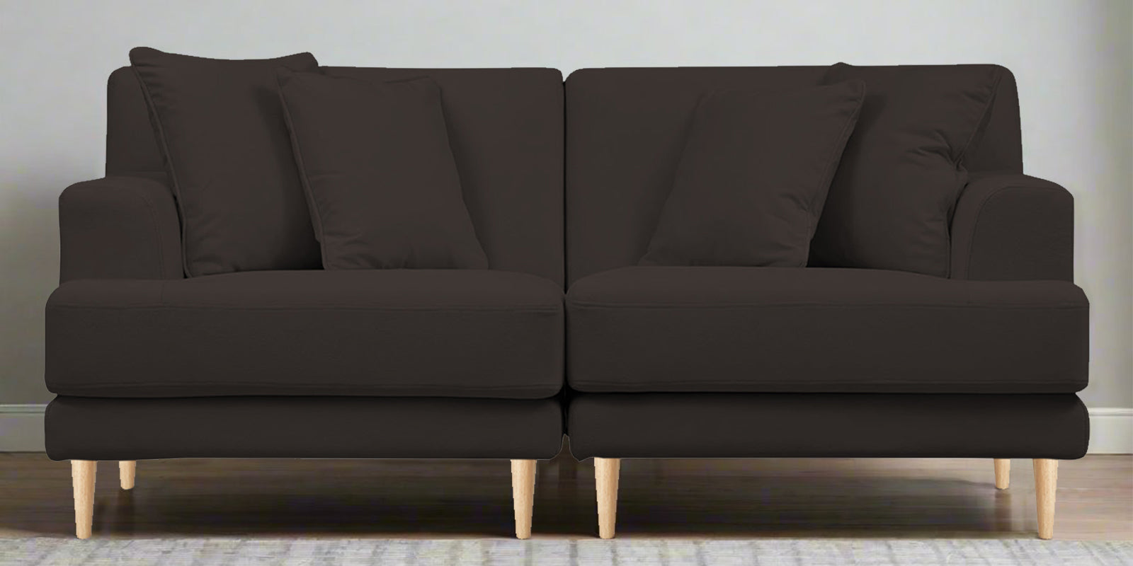Woody Fabric 2 Seater Sofa In Coal Brown Colour - Febonic Living