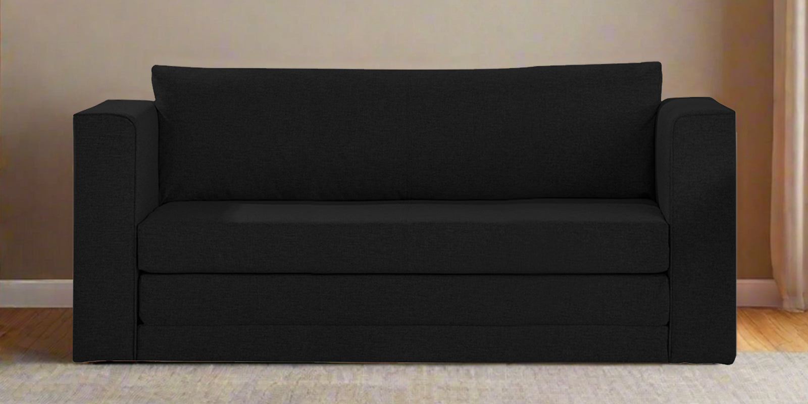 Kenia Fabric 3 Seater Foldable Sofa Cum Bed In Zed Black Colour - Febonic Living