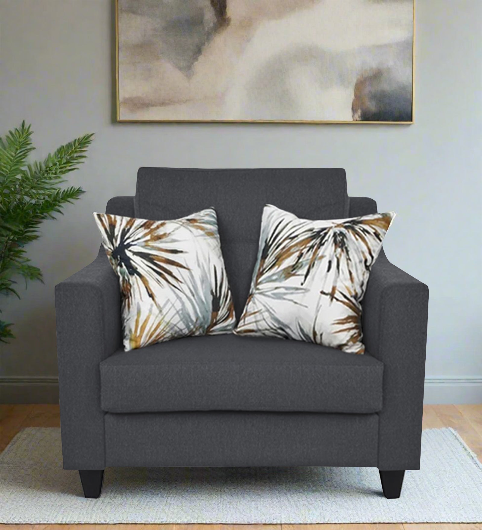 Welly Fabric 1 Seater Sofa In Maba Grey Colour - Febonic Living