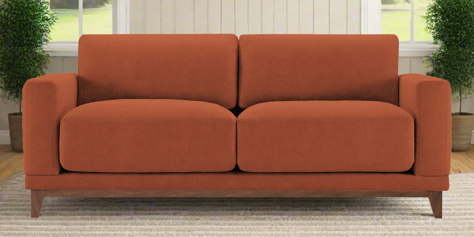 Esha Fabric 2 Seater Sofa In Royal Orange Colour - Febonic Living