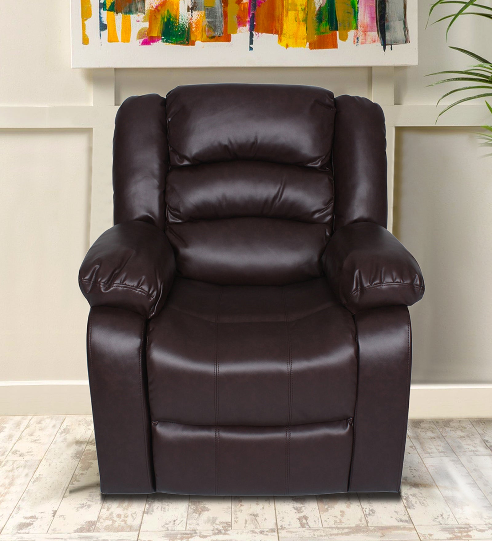 Burdy Leatherette 1 Seater Motorized Recliner In Carob Brown Colour - Febonic Living