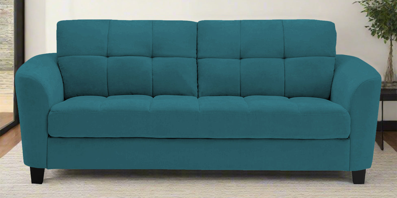 Mulan Fabric 2 Seater Sofa In Water Blue Colour - Febonic Living