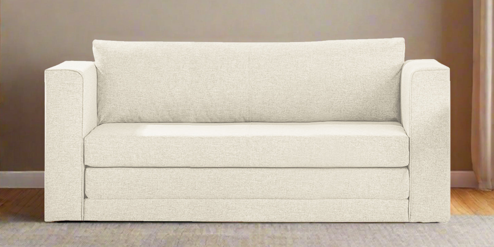 Kenia Fabric 3 Seater Foldable Sofa Cum Bed In Ivory cream Colour - Febonic Living