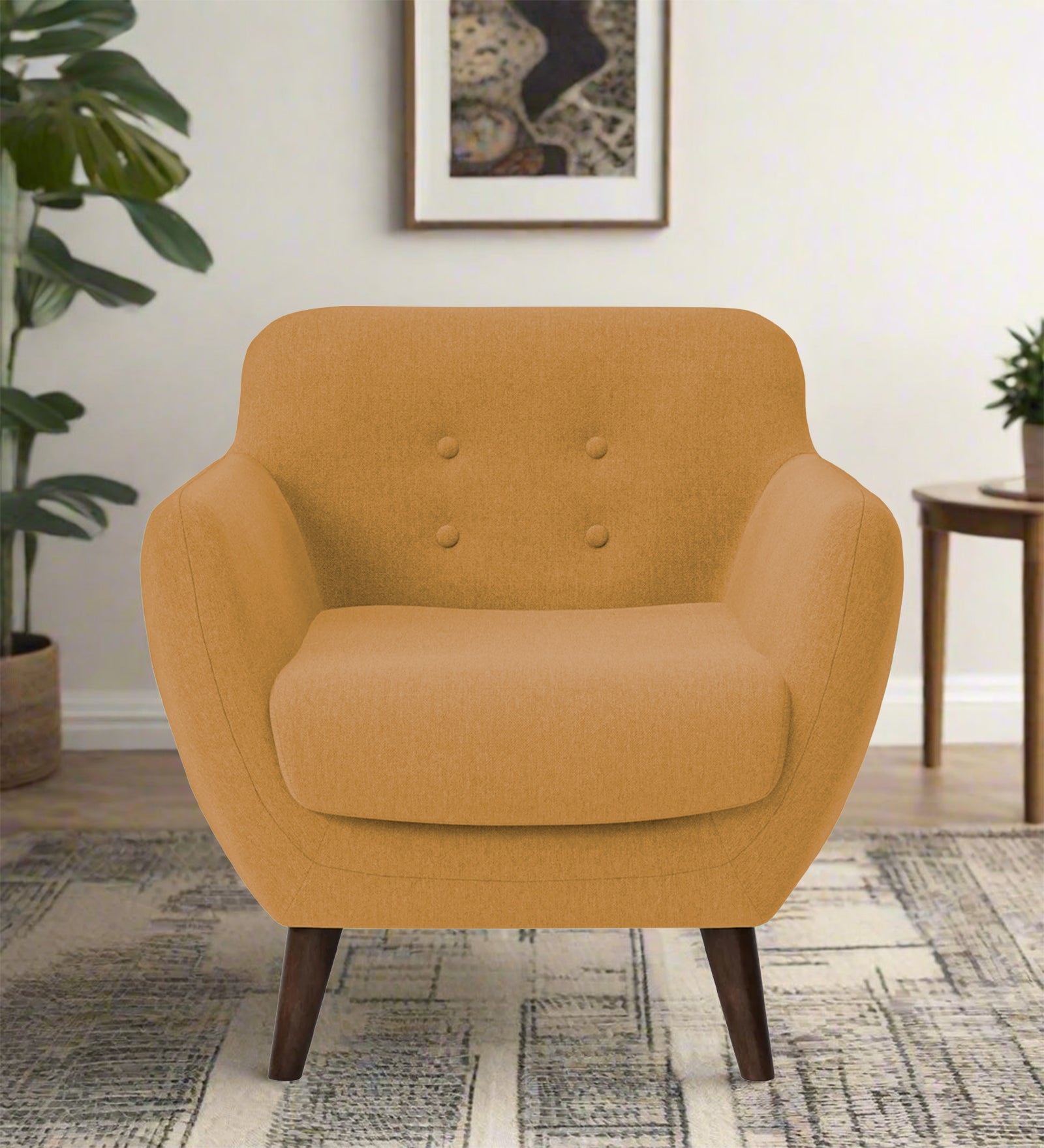 Goofy Fabric 1 Seater Sofa In Corn Yellow Colour - Febonic Living