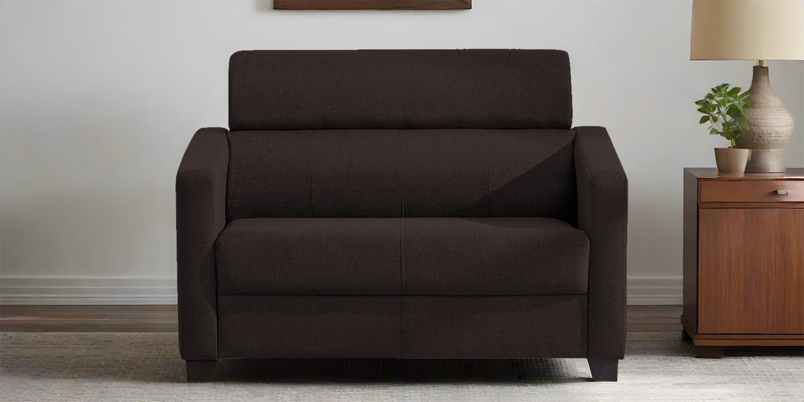 Devo Fabric 2 Seater Sofa In Dark Brown Colour