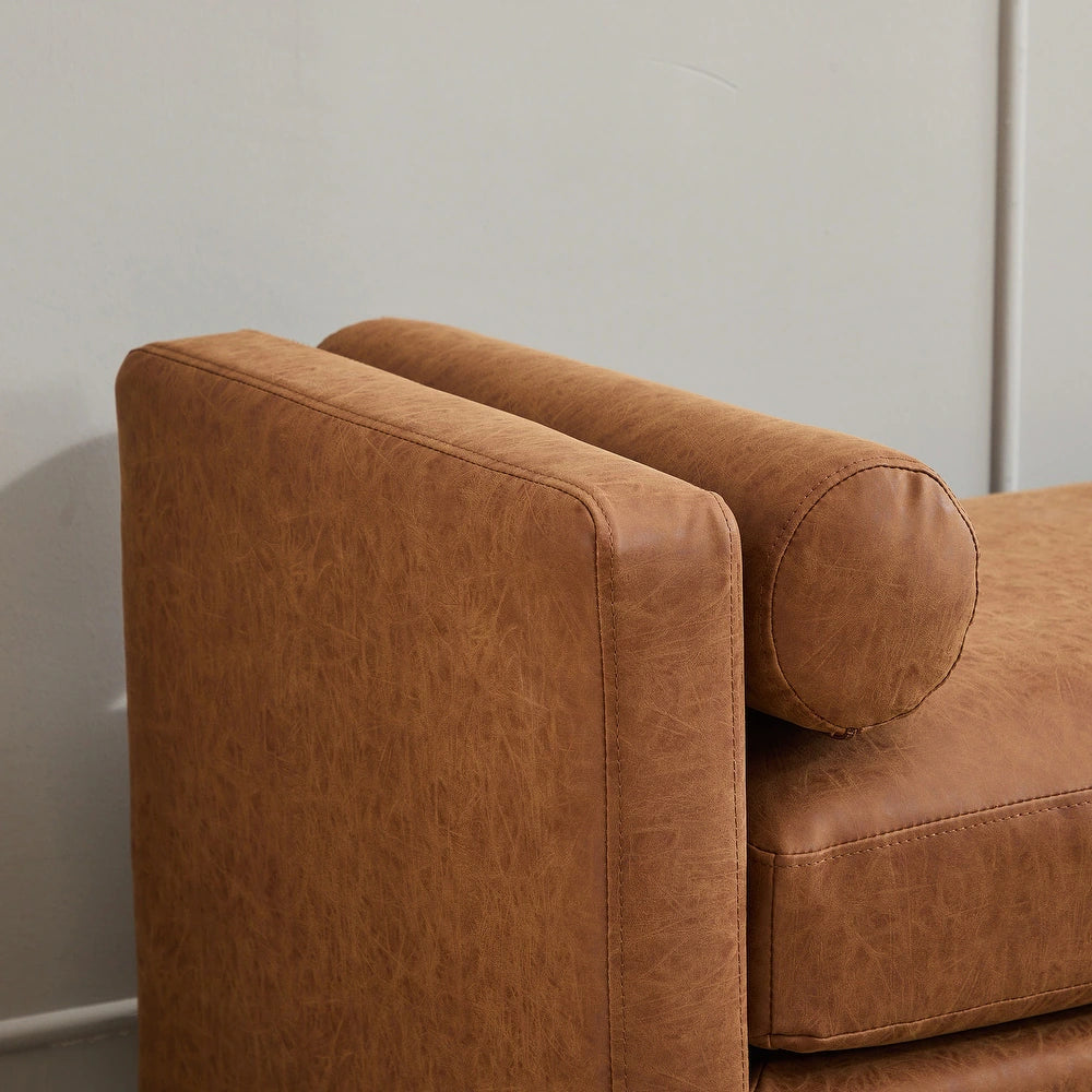Chicago Leatherette 3 Seater Recamier In Cinnaman Brown Colour - Febonic Living
