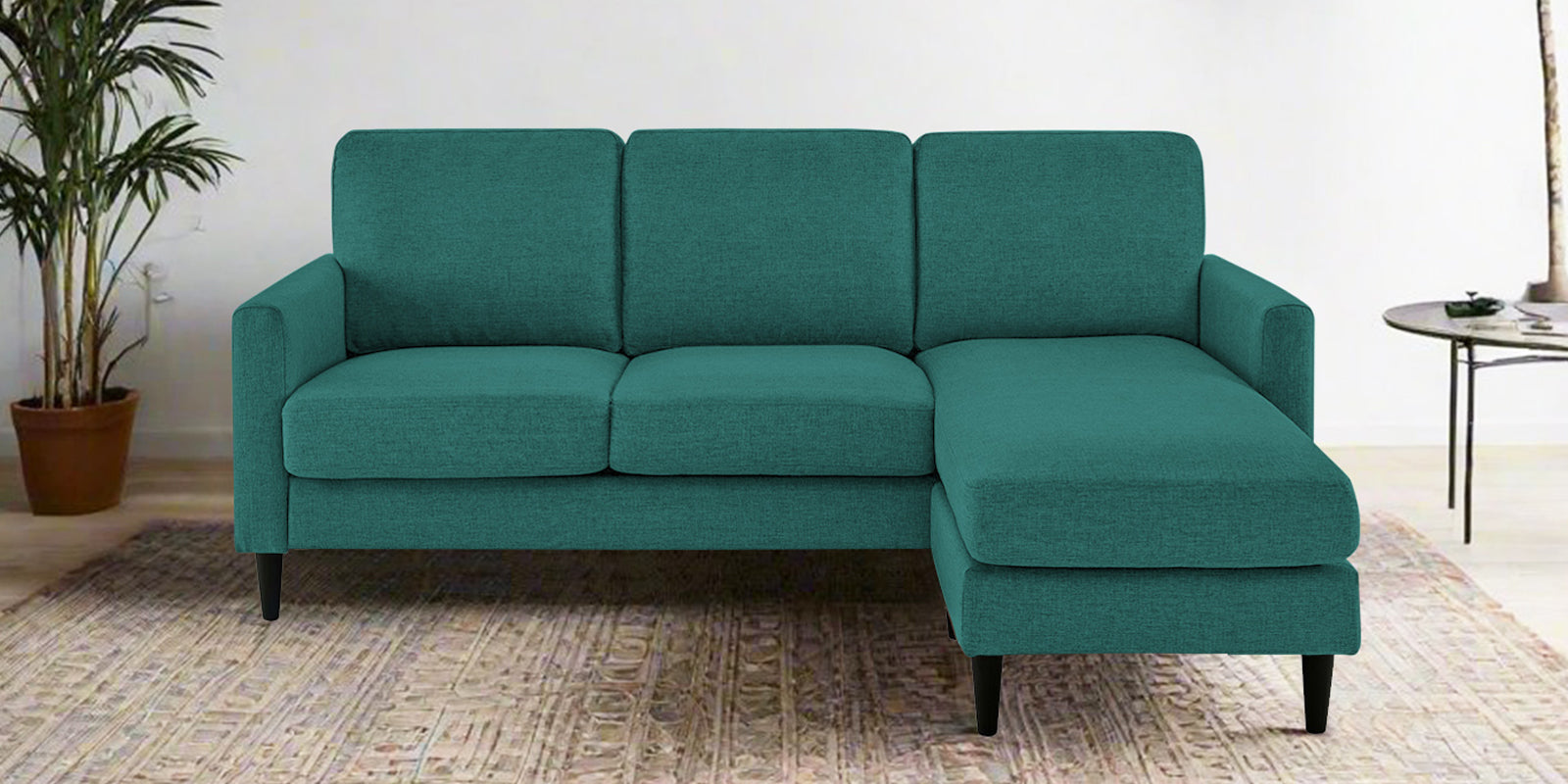 Romie Fabric LHS Sectional Sofa (2+Lounger) In Sea Green Colour - Febonic Living