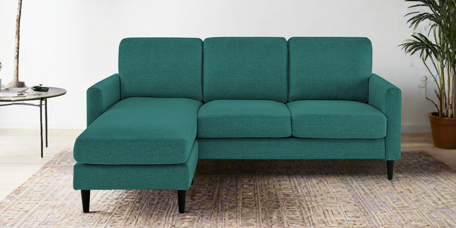 Romie Fabric RHS Sectional Sofa (2+Lounger) In Sea Green Colour - Febonic Living