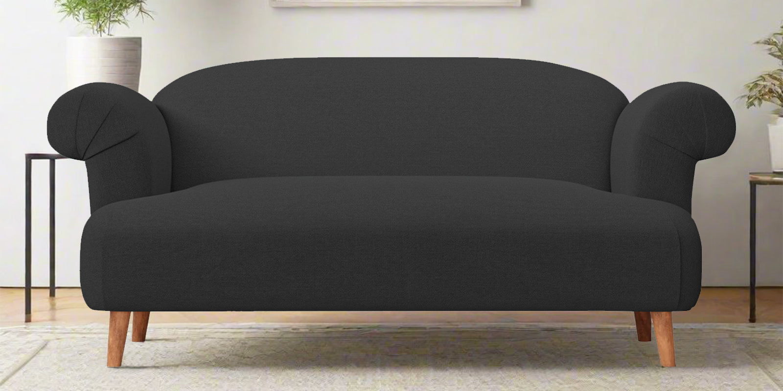 Barber Fabric 2 Seater Sofa In Bitter Black Colour - Febonic Living