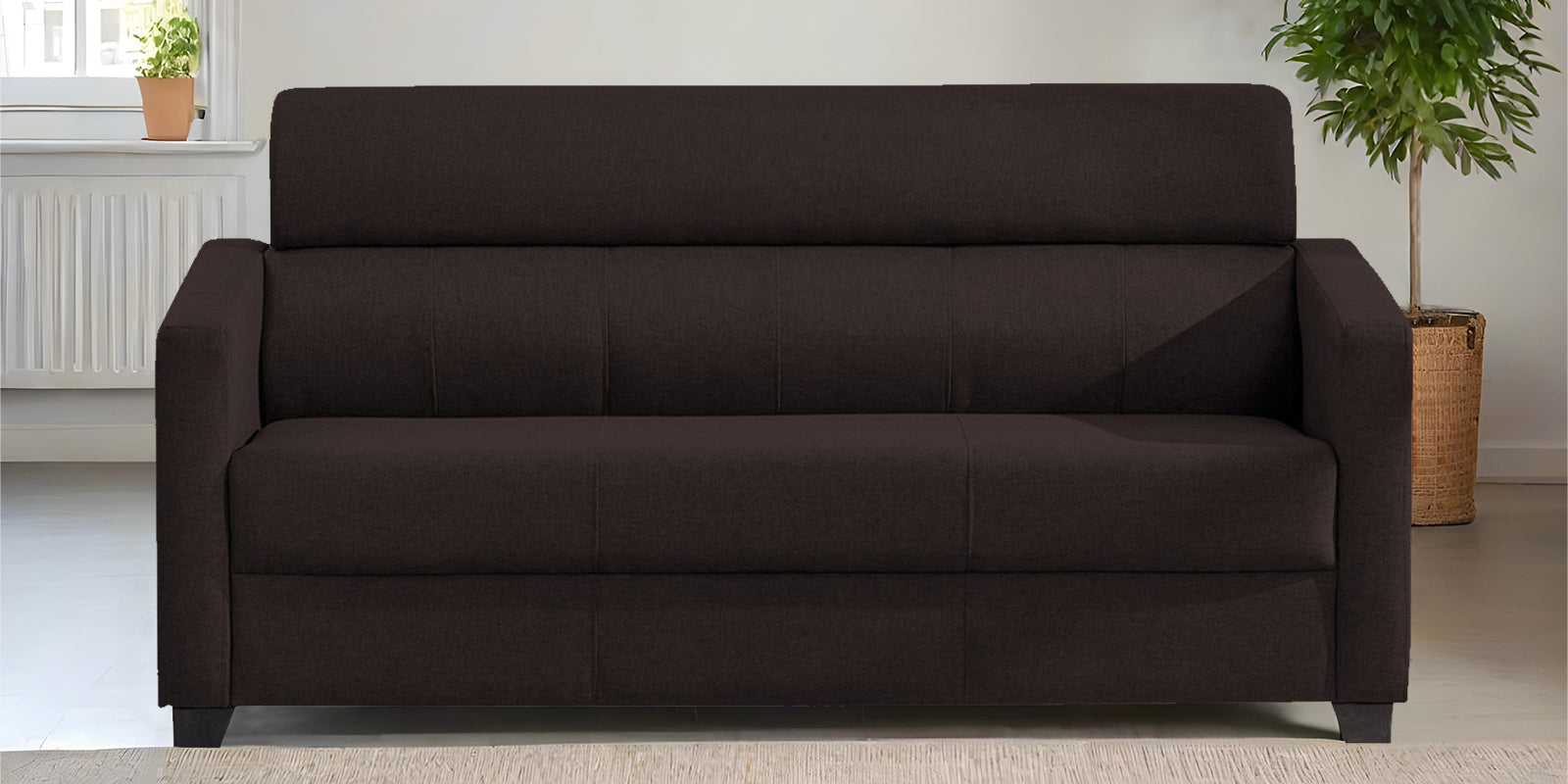 Devo Fabric 3 Seater Sofa In Dark Brown Colour - Febonic Living
