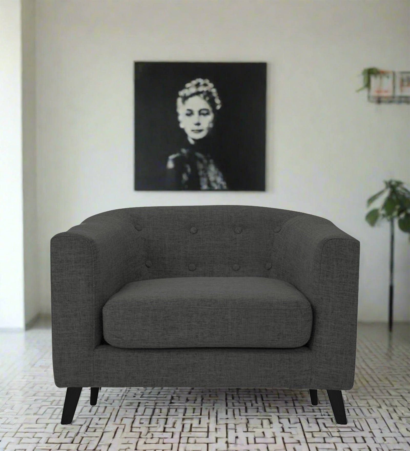 Casper Fabric 1 Seater Sofa In Charcoal Grey Colour - Febonic Living