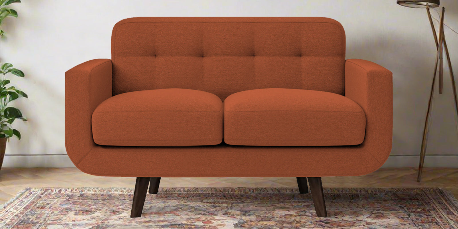 Marsela Fabric 2 Seater Sofa In Royal Orange Colour - Febonic Living