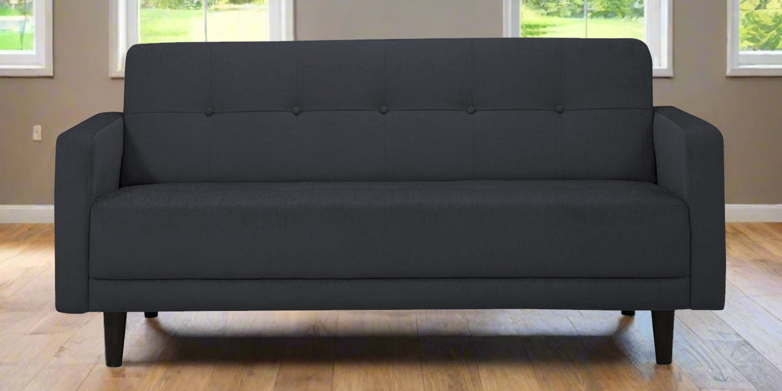 Noha Fabric 2 Seater Sofa In Charcoal Grey Colour - Febonic Living