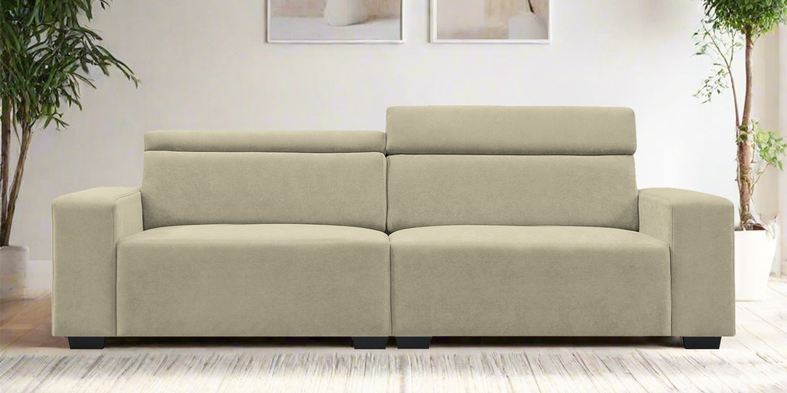 Hiro Fabric 3 Seater Sofa In Carnival Beige Colour - Febonic Living