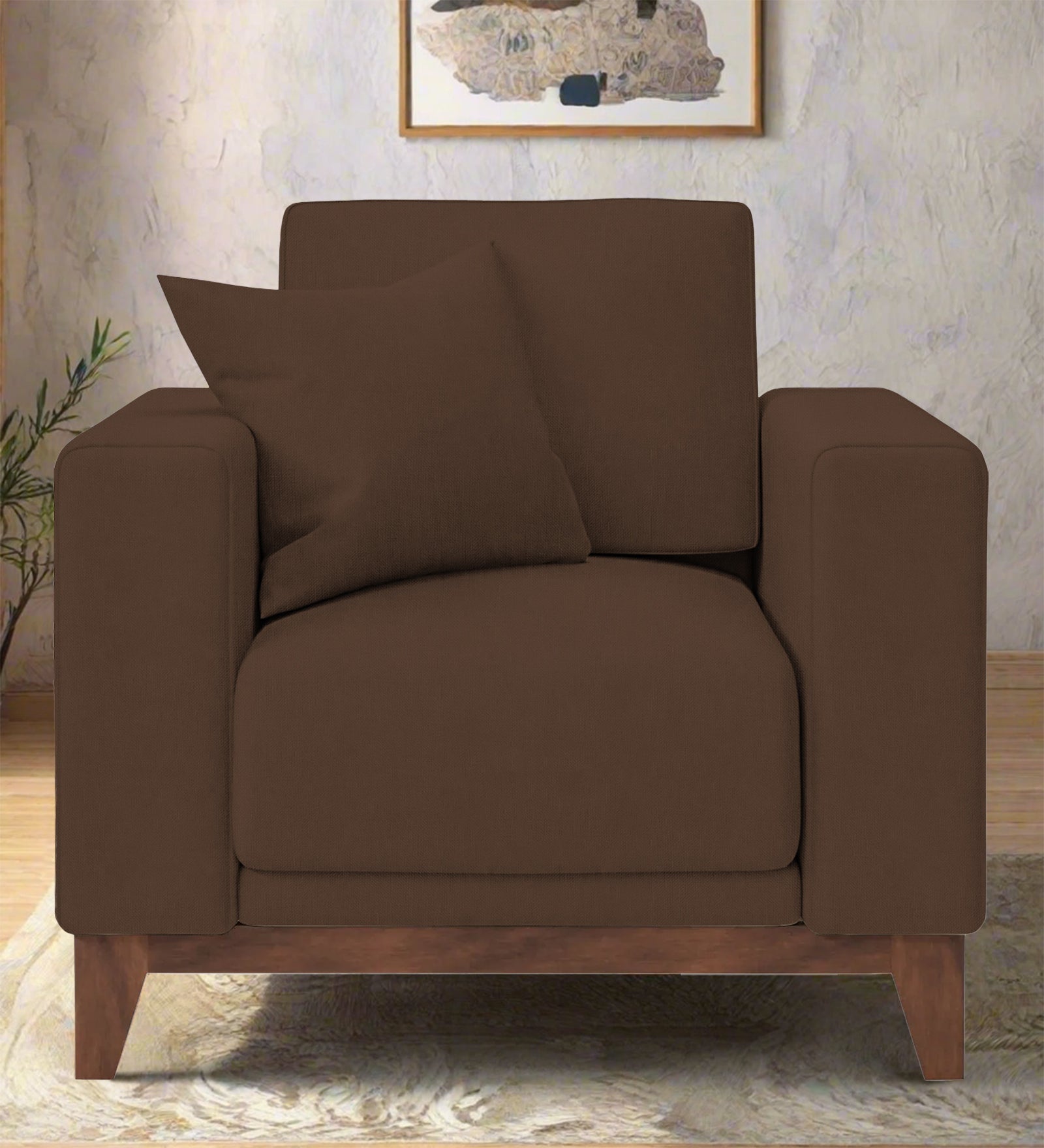 Luca Fabric 1 Seater Sofa In Ash Brown Colour - Febonic Living