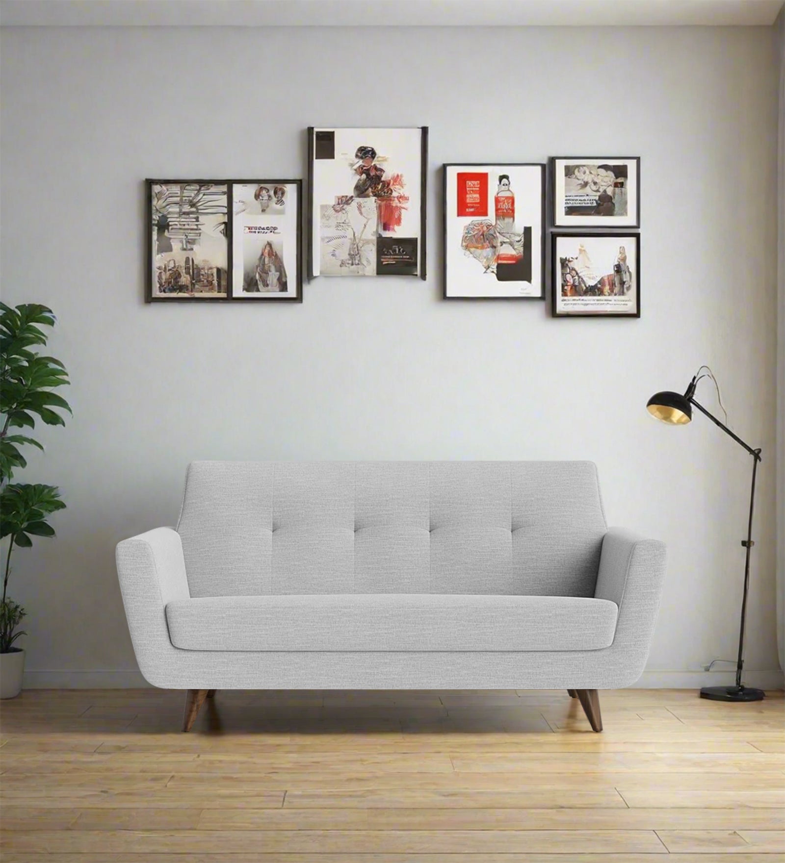 Jasmin Fabric 2 Seater Sofa In Lit Grey Colour - Febonic Living