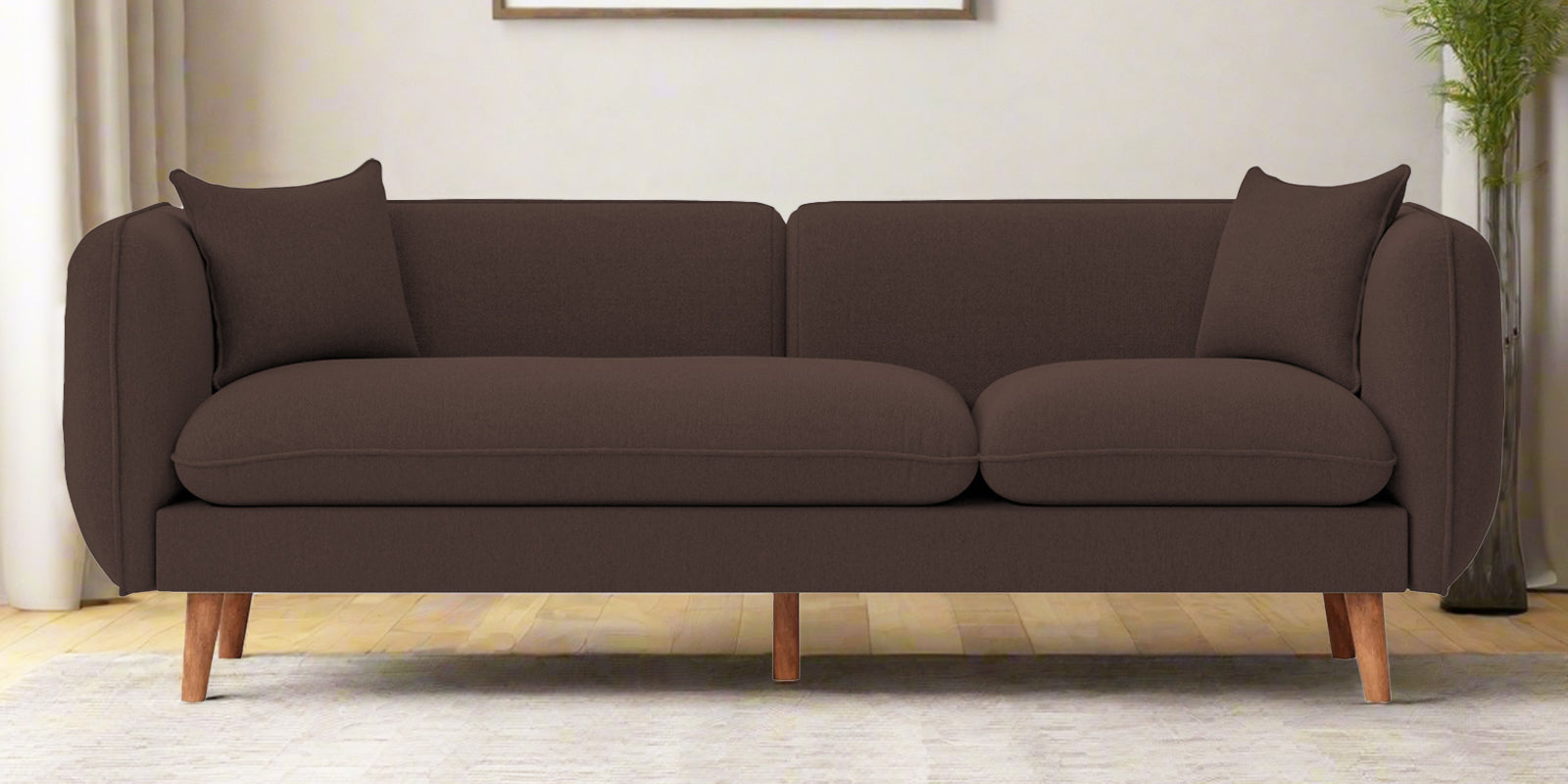 Reva Fabric 3 Seater Sofa In Caramel Brown Colour - Febonic Living