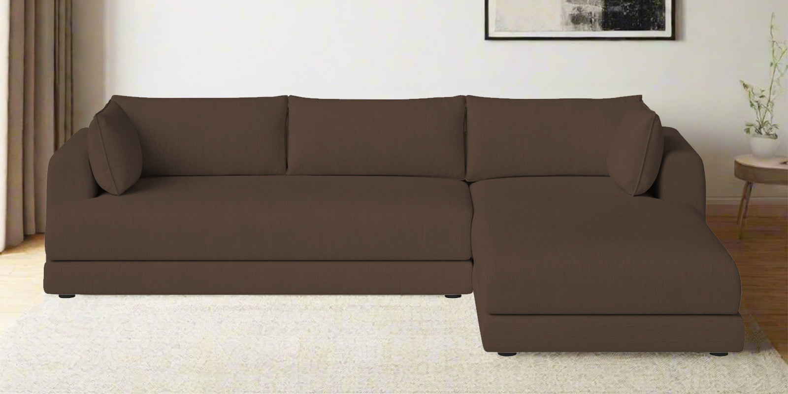 Ziggy Fabric LHS Sectional Sofa (3+Lounger) In Rosy Brown Colour - Febonic Living