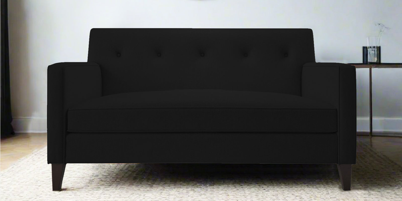 Miller Fabric 2 Seater Sofa In Zed Black Colour - Febonic Living