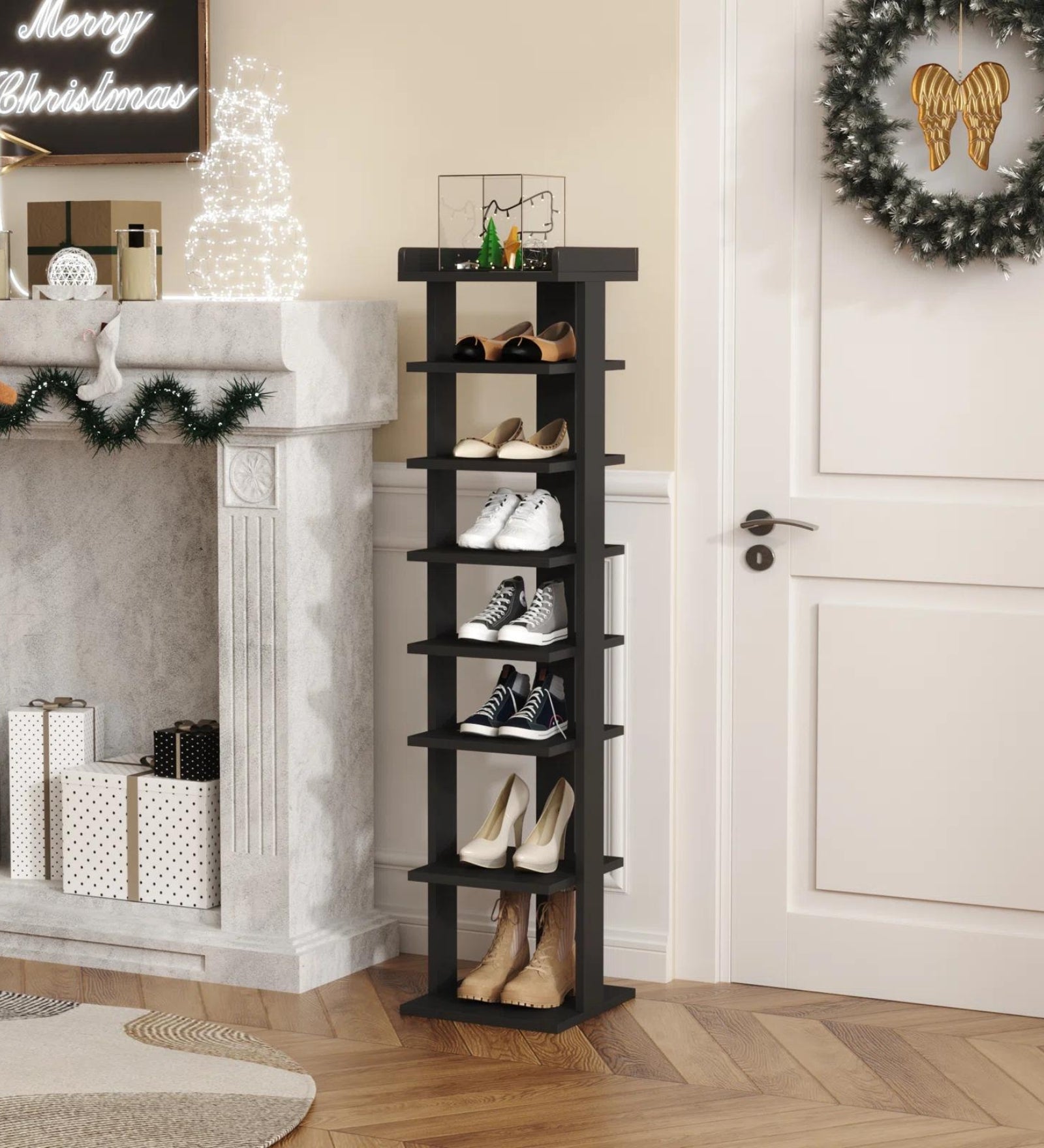 Monis Shoe Rack In Frosty White And Wenge Finish - Febonic Living