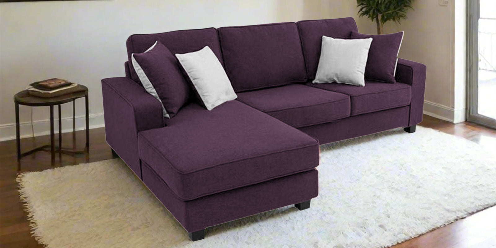 Ladybug Fabric RHS Sectional Sofa (2+Lounger) In Greek Purple Colour - Febonic Living