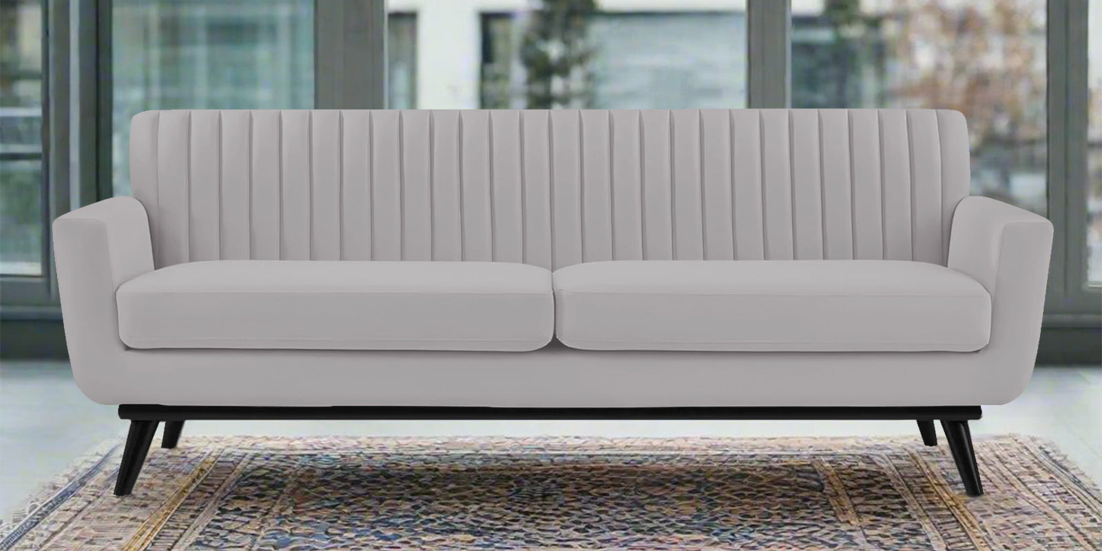 Tucker Velvet 3 Seater Sofa In Concrete Brown Colour - Febonic Living