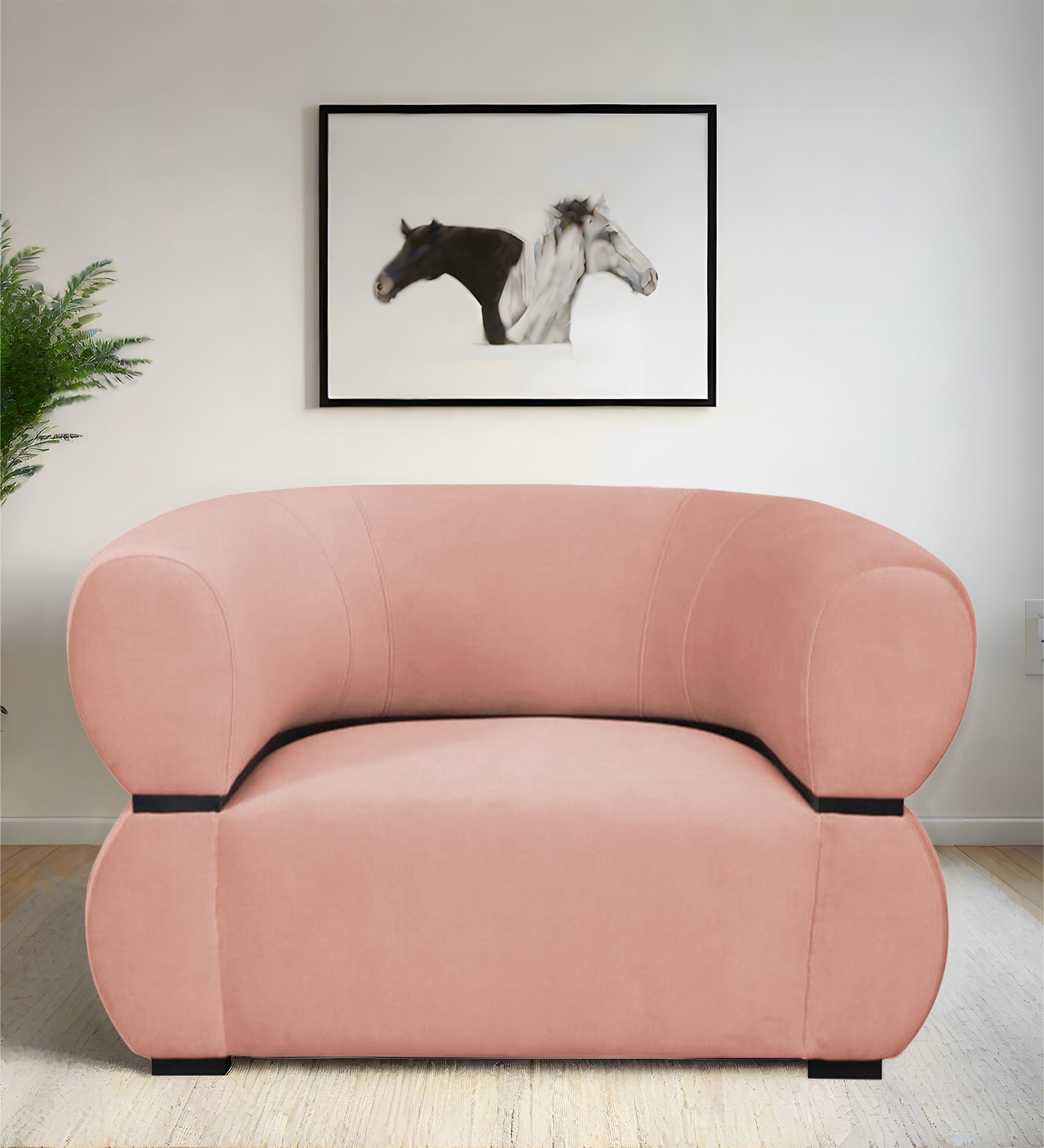 Kula Velvet 1 Seater Sofa In Blush Pink Colour - Febonic Living
