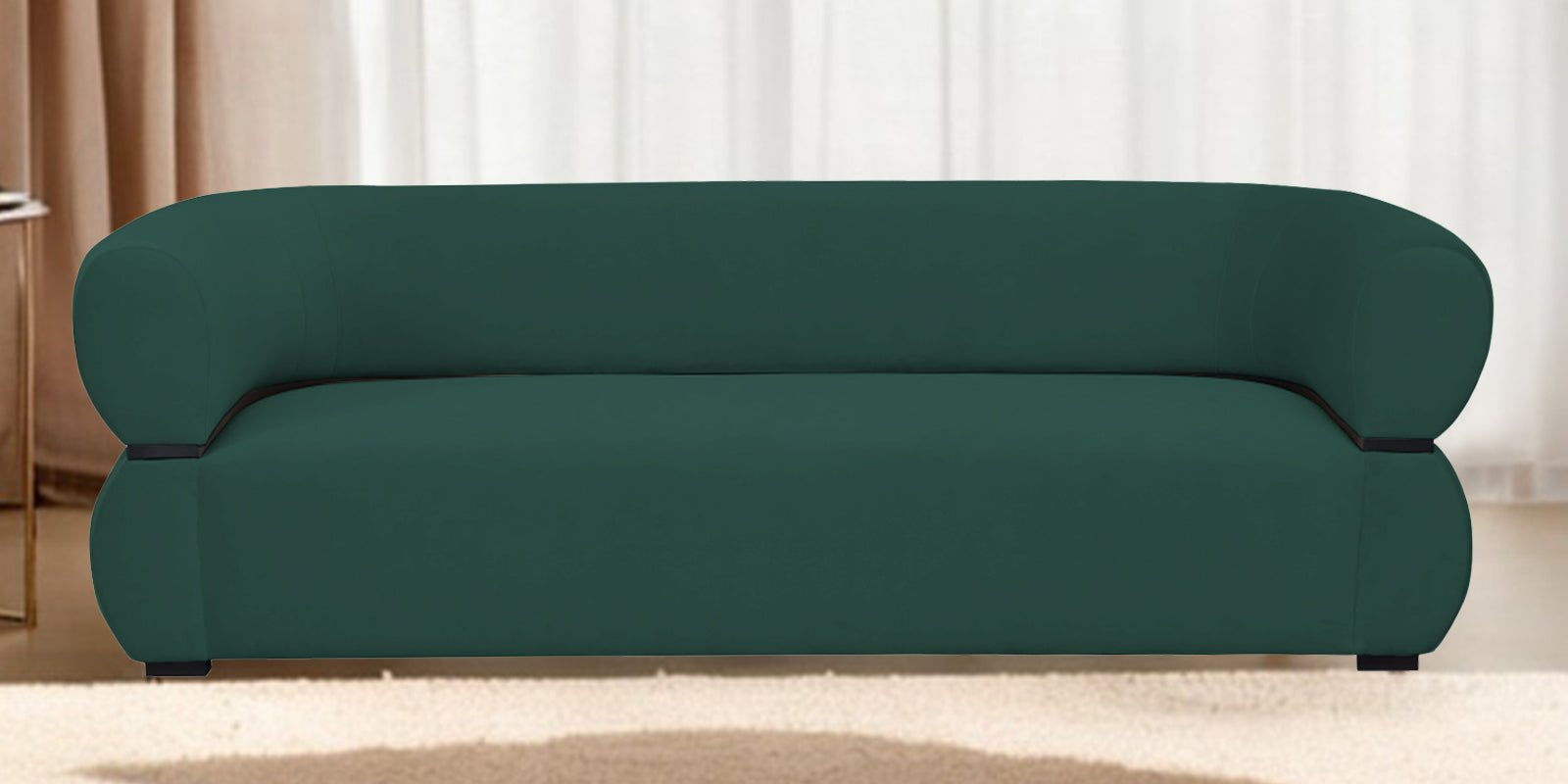 Kula Velvet 3 Seater Sofa In Amazon Green Colour - Febonic Living