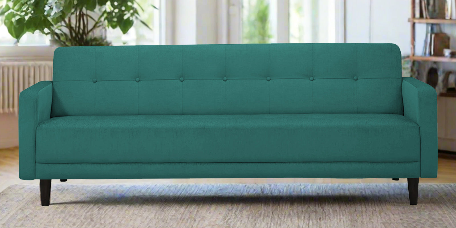 Noha Fabric 3 Seater Sofa In Sea Green Colour - Febonic Living