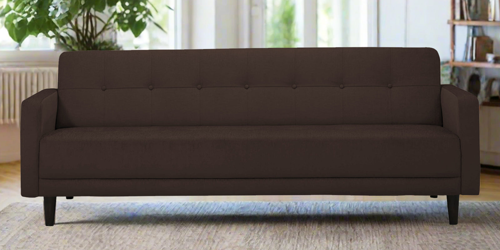 Noha Fabric 3 Seater Sofa In Coffee Brown Colour