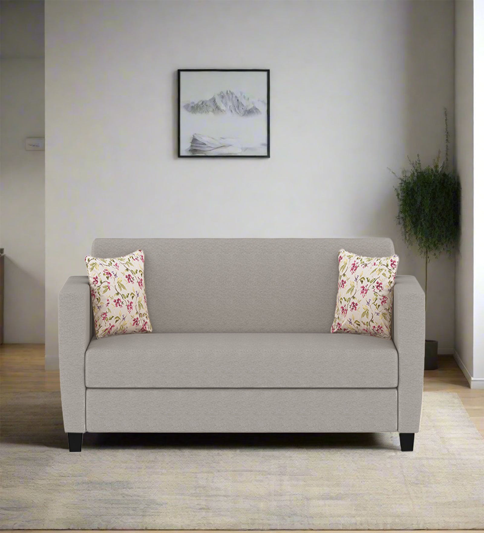 Gozi Fabric 2 Seater Sofa In Ash Grey Colour - Febonic Living